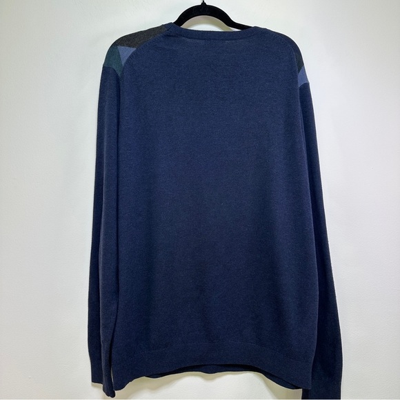 Van Heusen | Men’s Grey and Blue Argyle Long Sleeve Sweater | Checkered Crewneck - Picture 7 of 9